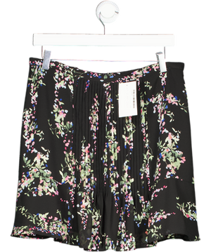 REISS Black Floral Pleated Chiffon Mini Skirt UK 12