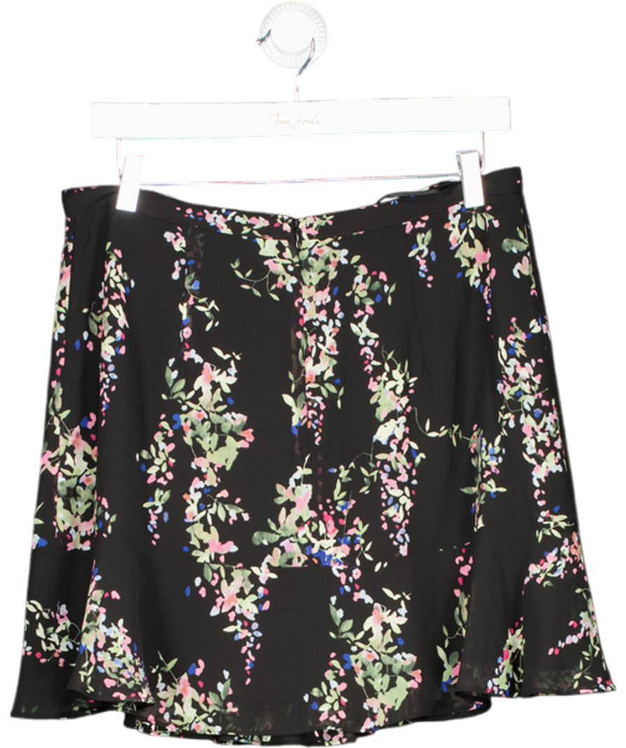 REISS Black Floral Pleated Chiffon Mini Skirt UK 12