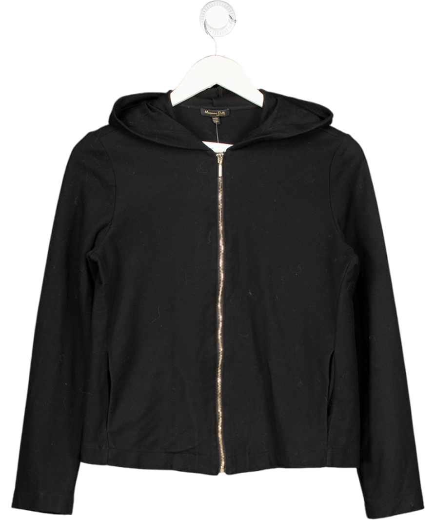 Massimo Dutti Black D235 Light Weight Hooded Jacket UK XS