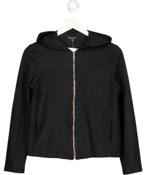 Massimo Dutti Black Cotton Zip Hoodie UK XS