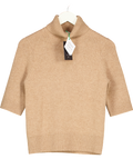 JOHN LEWIS Beige 100% Cashmere Short Sleeve Roll Neck Jumper UK 8