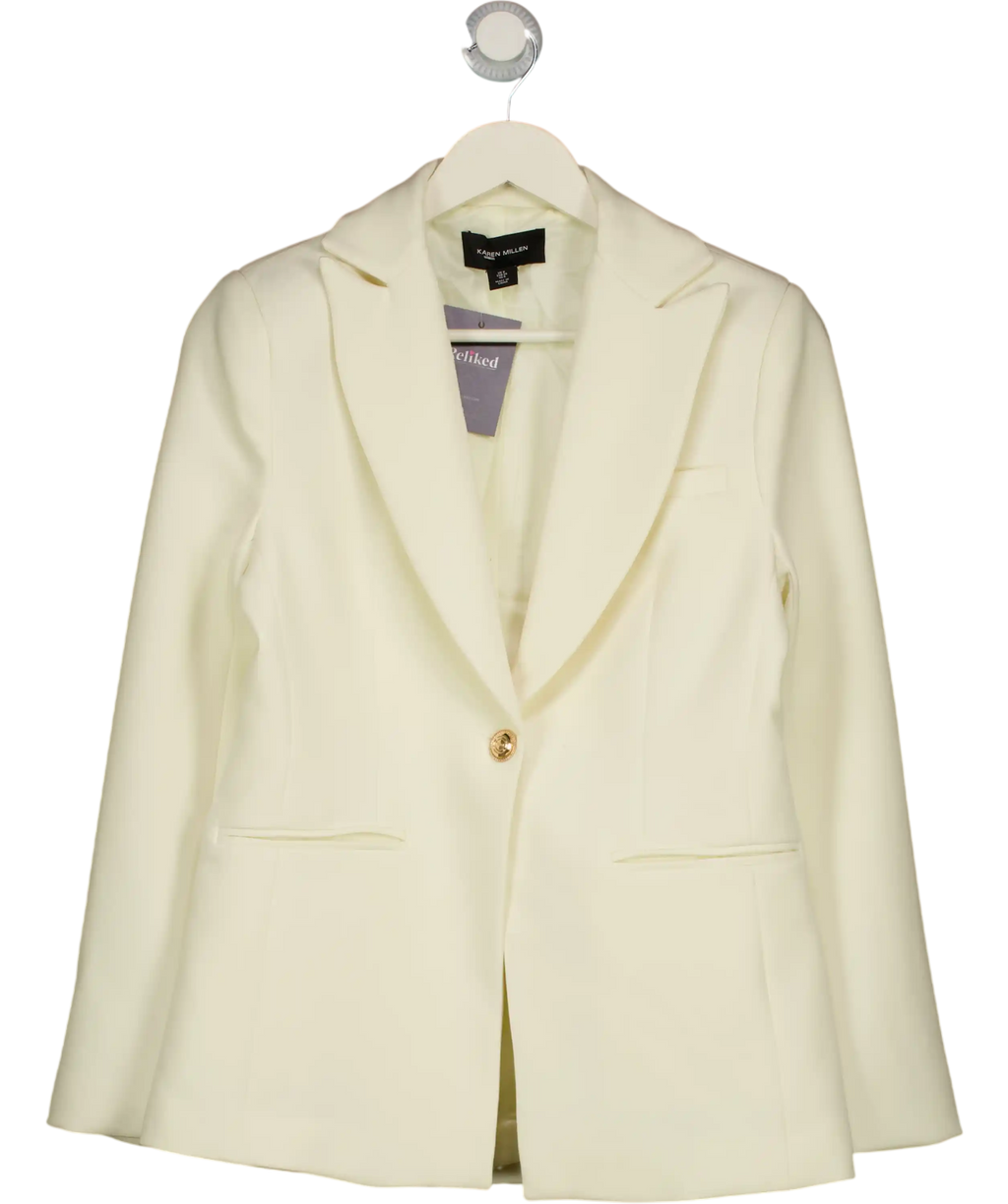 KAREN MILLEN Cream Single Gold Button Blazer UK 8