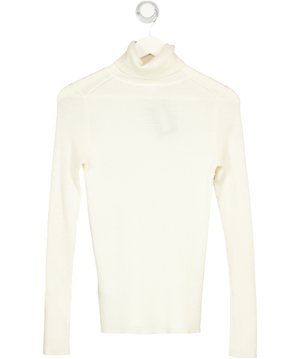 UNIQLO Cream 100% Merino Ribbed Turtleneck Jumper UK S