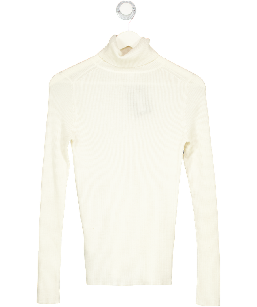 UNIQLO Cream 100% Merino Ribbed Turtleneck Jumper UK S
