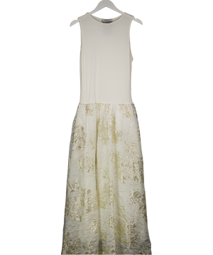 Dream Sister Jane Cream Sophia Ribbed-knit And Cloqué Maxi Dress UK M