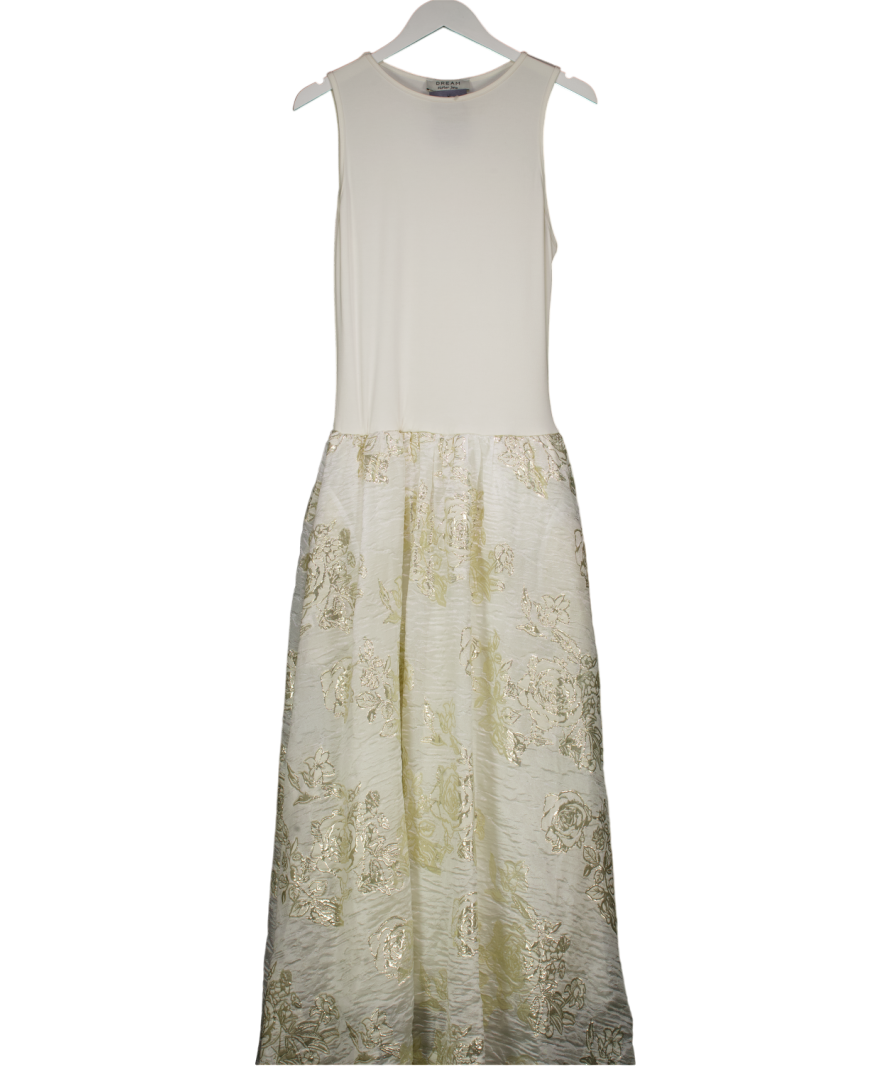 Dream Sister Jane Cream Sophia Ribbed-knit And Cloqué Maxi Dress UK M