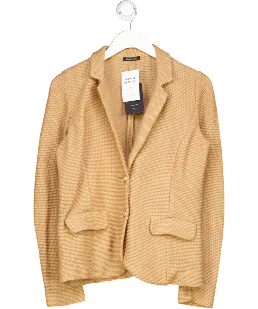 Massimo Dutti Beige Camel Cotton Waffle Blazer UK M