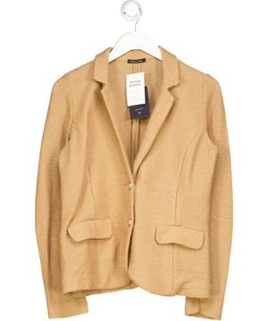 Massimo Dutti Beige Camel Cotton Waffle Blazer UK M