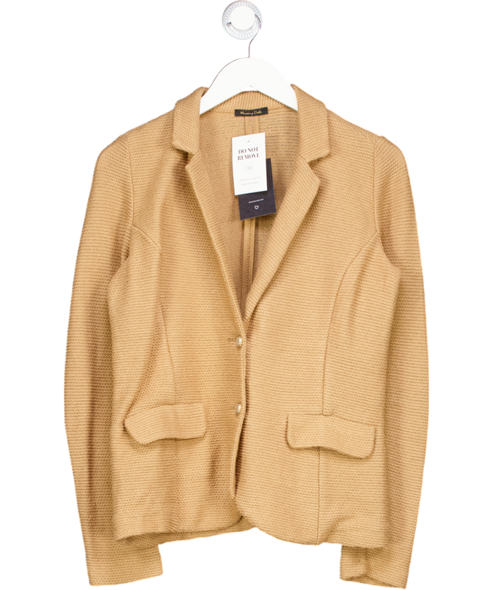 Massimo Dutti Beige Camel Cotton Waffle Blazer UK M