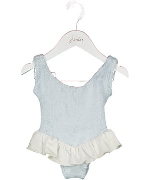 HUNZA G BABY Baby Blue Onepiece Swimsuit With Ruffle Waist 3-6 Years One Size