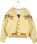 Burray Olson Design Yellow Woven Bead Detail Leather Jacket UK XL
