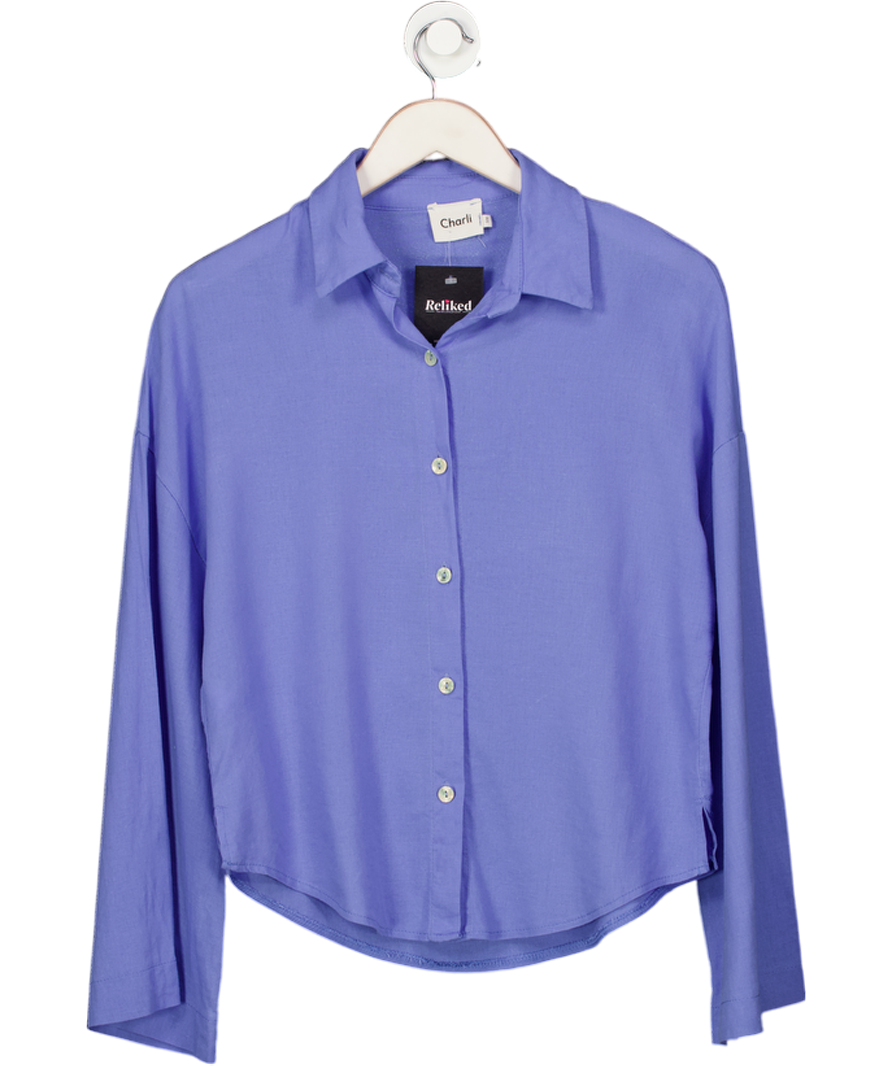 Charli London Blue Viscose & Linen Blend Shirt UK S/M