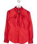 HAWES & CURTIS Red Pussybow Blouse Satin UK 12