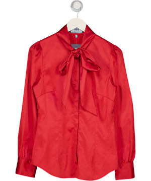 HAWES & CURTIS Red Pussybow Blouse Satin UK 12