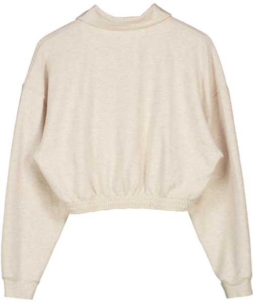 AMERICAN VINTAGE Cream Textured Button Collared Polo Top UK S
