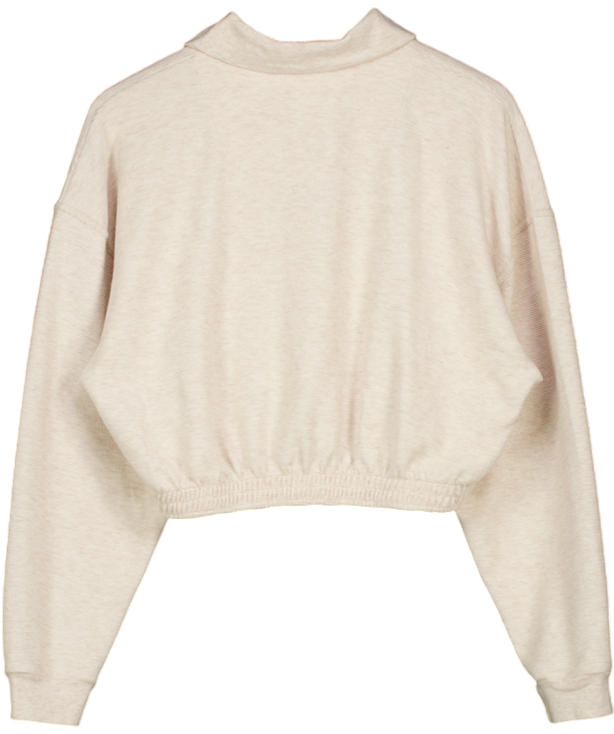 AMERICAN VINTAGE Cream Textured Button Collared Polo Top UK S