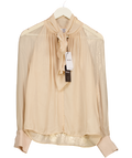 REISS Tina Silk-blend Chiffon Tie-neck Blouse In Pale Pink UK 8