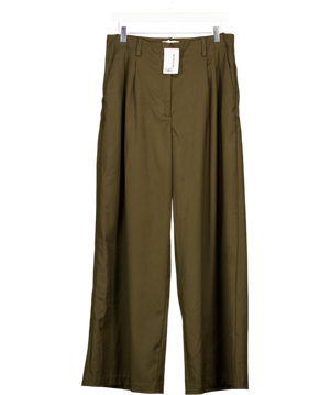H&M Green Wide Leg Pleated Trousers UK 12