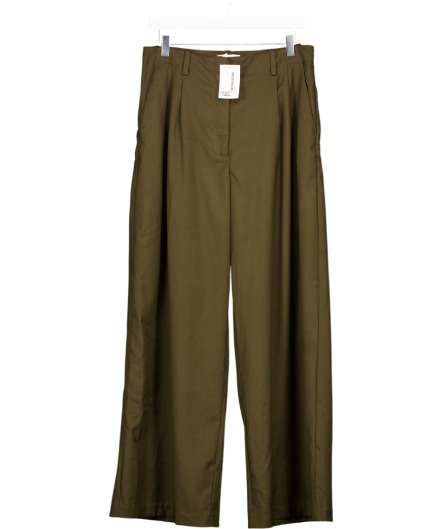 H&M Green Wide Leg Pleated Trousers UK 12