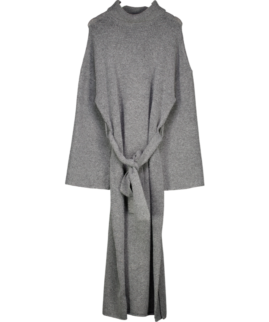 PRETTY LAVISH Knit Midi Dress In Charcoal Grey UK L