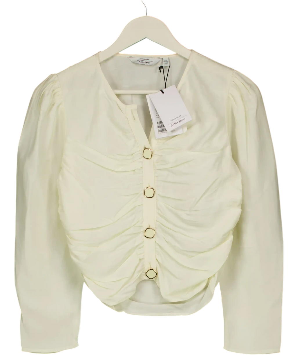 & OTHER STORIES Cream Balloon Sleeve 80s Style Blouse Size Eur 34 UK 8