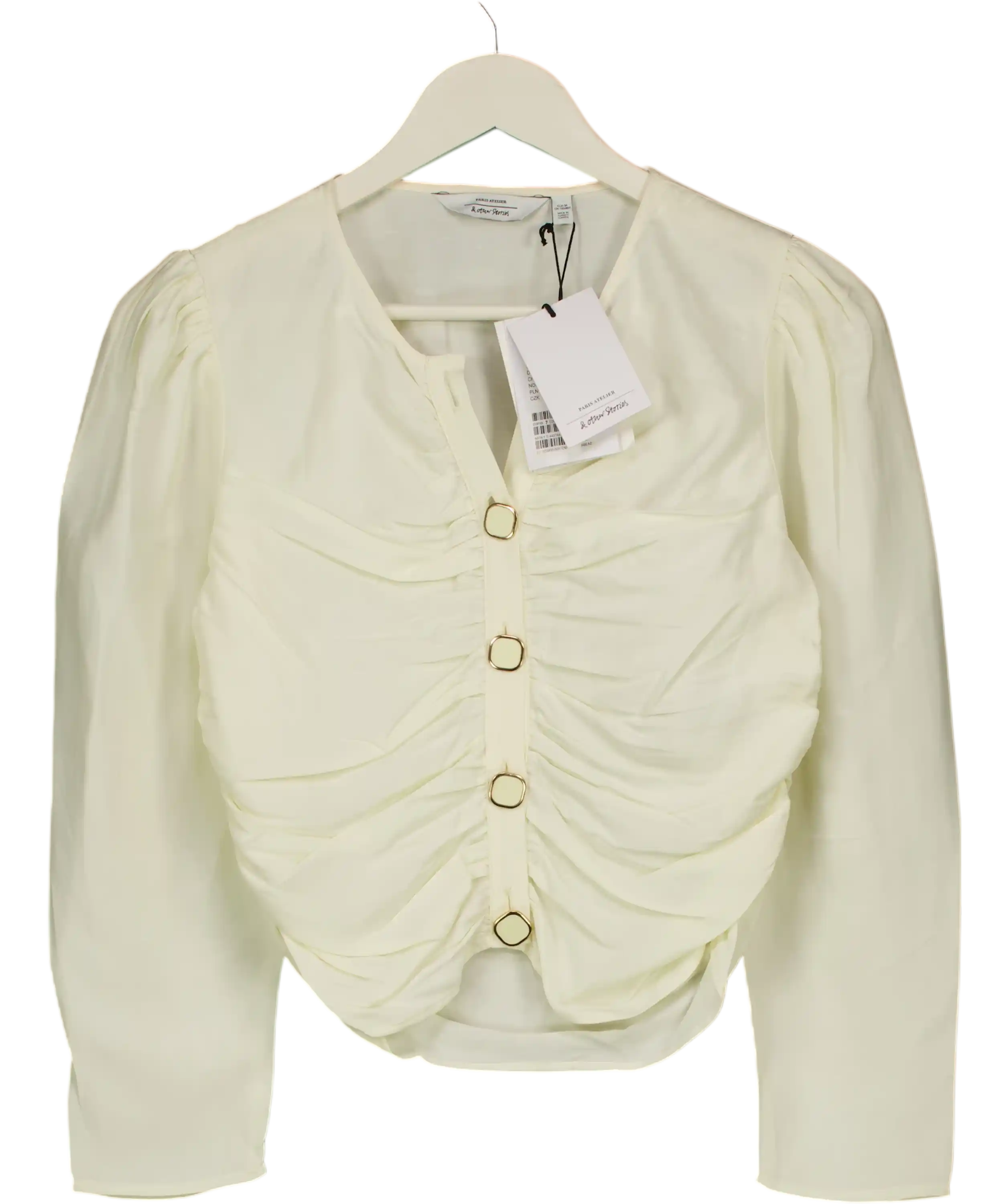 & OTHER STORIES Cream Balloon Sleeve 80s Style Blouse Size Eur 34 UK 8