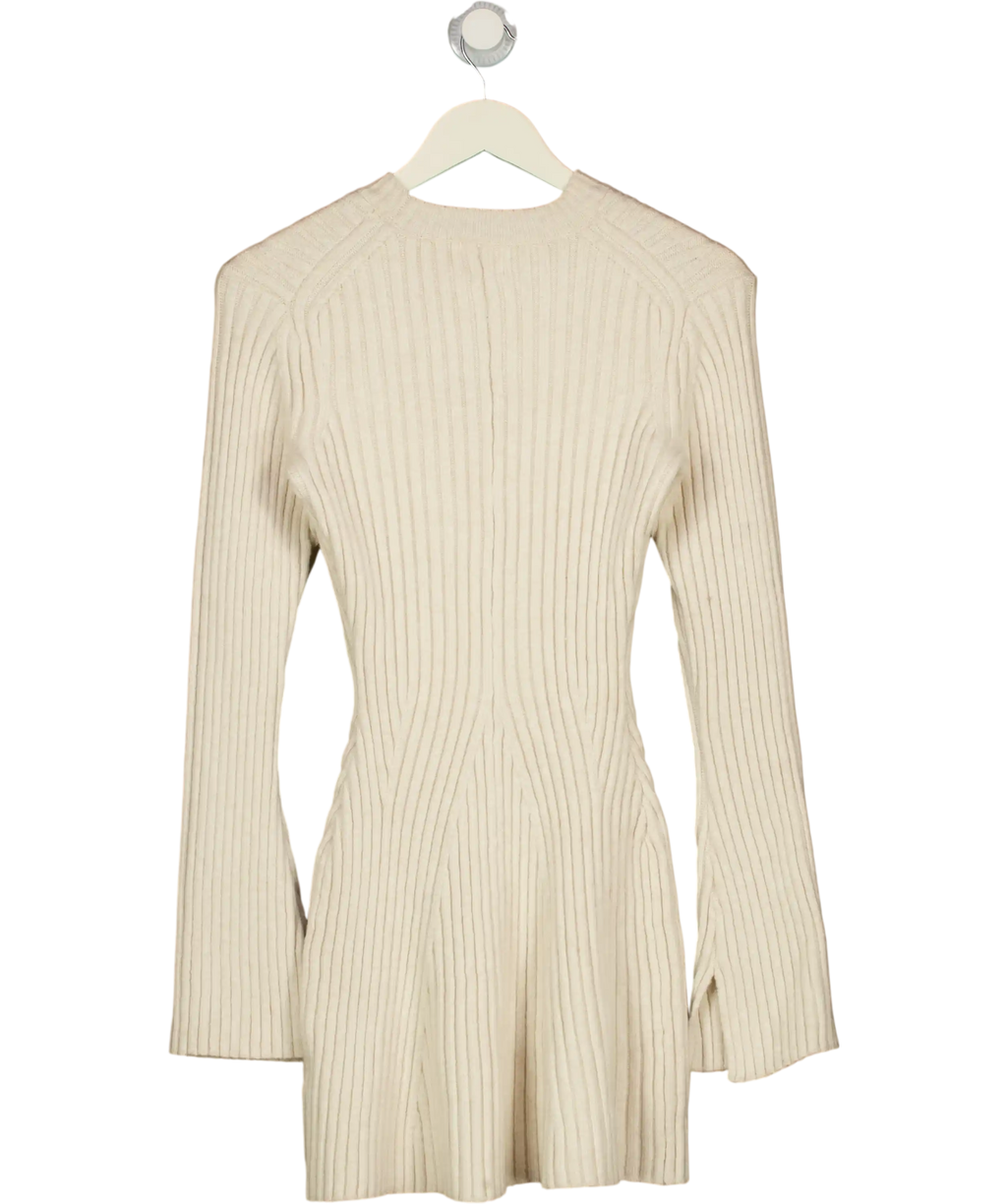 H&M Beige Rib-knit Flared Midi Dress UK XS