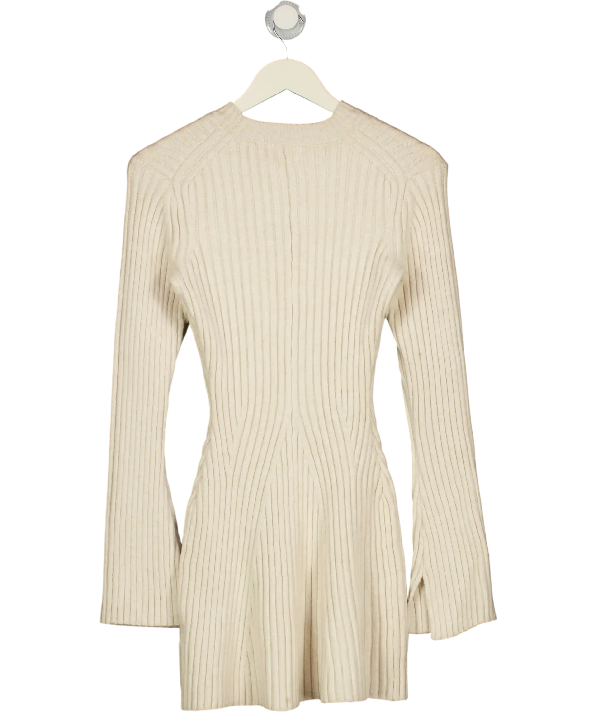 H&M Beige Rib-knit Flared Midi Dress UK XS