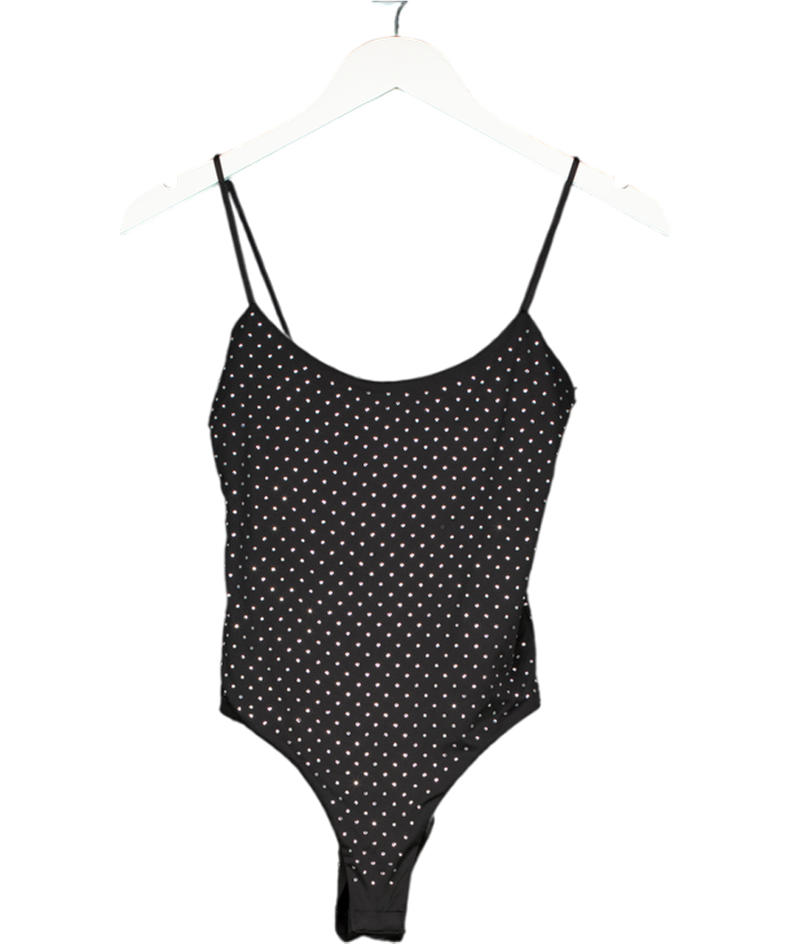 ZARA Black Polyamide Bodysuit With Rhinestones UK S
