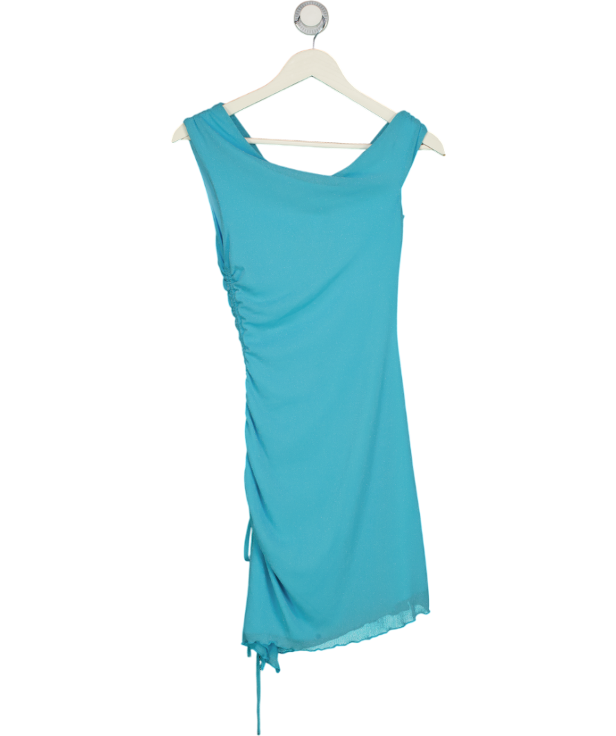 TIGER MIST Turquoise Blue Mesh Ruched Side Mini Dress UK XS
