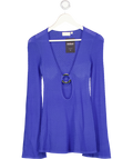 MONDAY SWIMWEAR Blue Crochet Knit Mini Dress With Gold Ring Detail Szp UK XXS