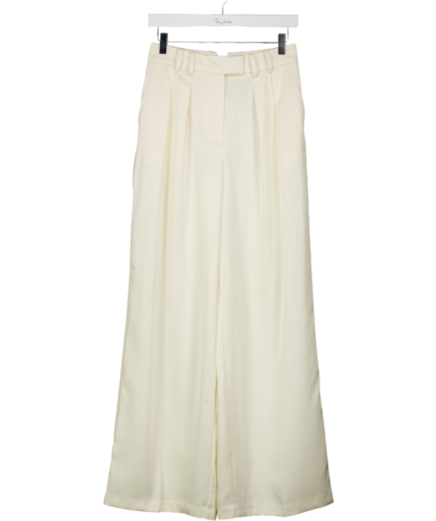 ASOS Cream Tailored Pleated Satin Trousers UK 8