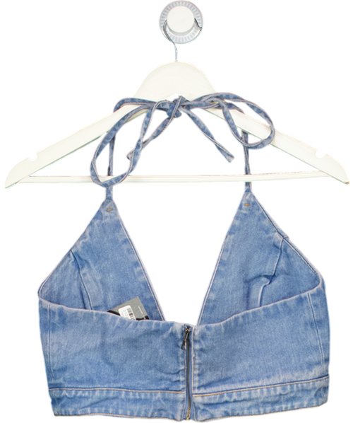 BARDOT Blue Denim Halter Bralette Top UK 10