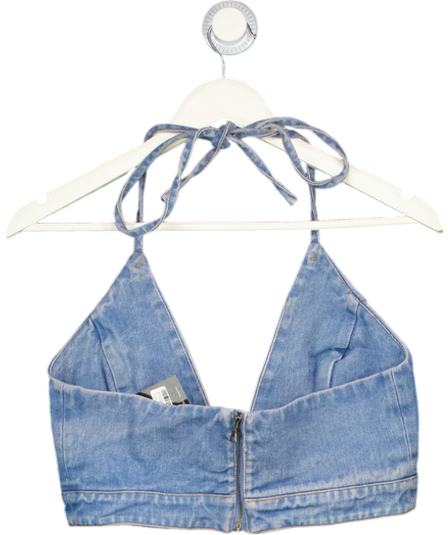 BARDOT Blue Denim Halter Bralette Top UK 10