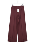 REISS Robyn Wide Leg Elasticated Waist Trousers In Burgundy Red UK 6