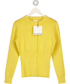 ALIGNE Butter Yellow Ruby Ribbed Knitted Cardigan UK S
