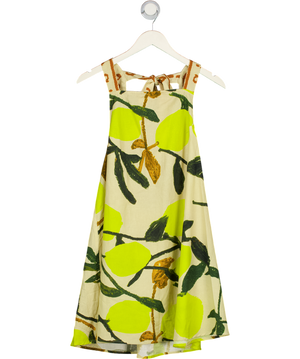 TOPSHOP Tie Back A Line Mini Dress In Beige / Yellow UK 10