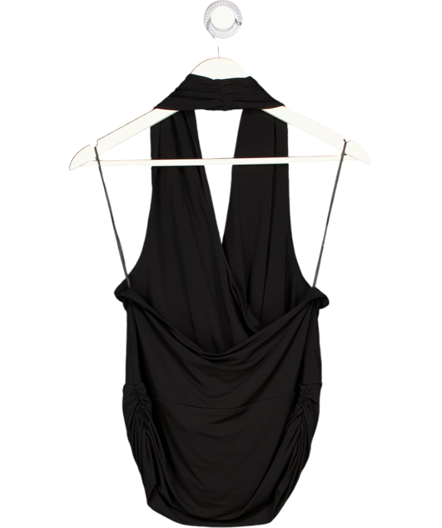 HENNE Black Draped Trisha Halterneck Top UK 8