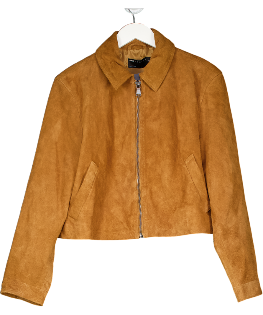 ASOS Brown Aux Suede Top Collar Jacket UK 10