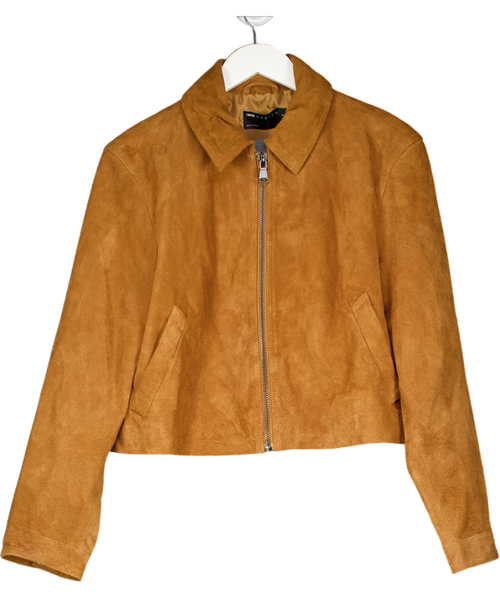 ASOS Brown Aux Suede Top Collar Jacket UK 10