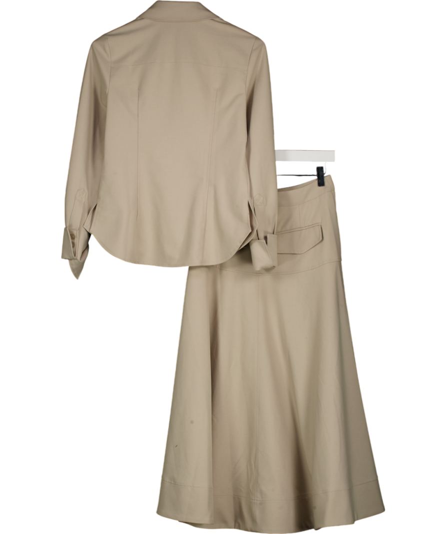 Karen Millen 2-piece Beige Tailored Viscose Shirt And Full Skirt Set UK 6