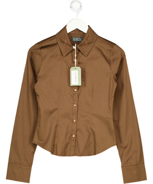 DAIRY BOY Brown Embroidered Western Style Shirt Us2 UK 6