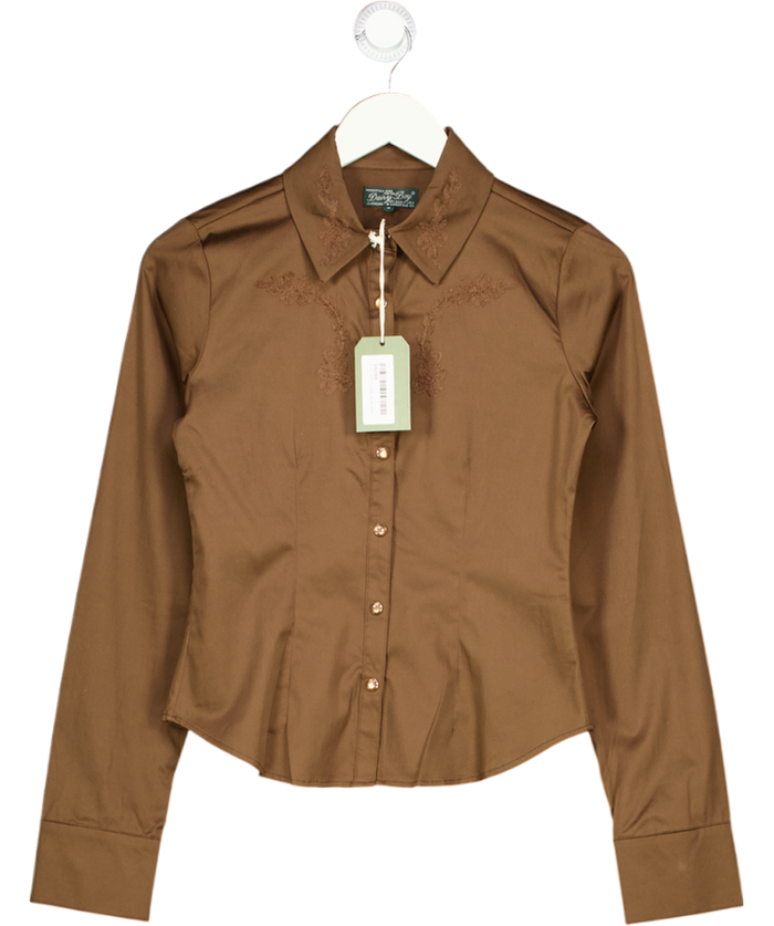 DAIRY BOY Brown Embroidered Western Style Shirt Us2 UK 6