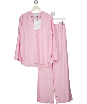 SLEEPER 2-piece Rose Pink Viscose Blend Set With Shell Button Detail UK S