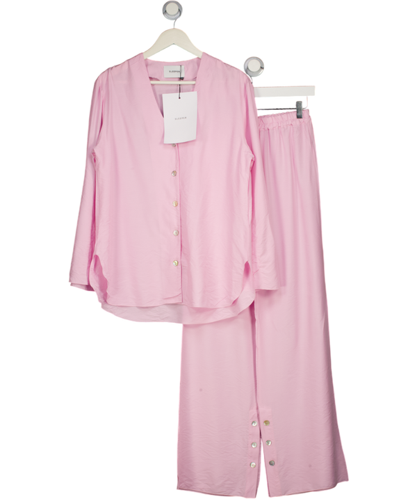 SLEEPER 2-piece Rose Pink Viscose Blend Set With Shell Button Detail UK S