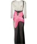 MURCI Pink & Black Mesh Cut Out Maxi Dress UK 6