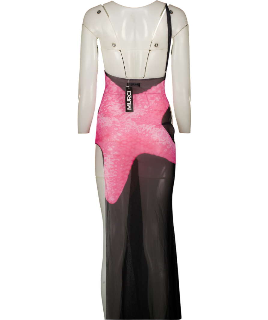 MURCI Pink & Black Mesh Cut Out Maxi Dress UK 6