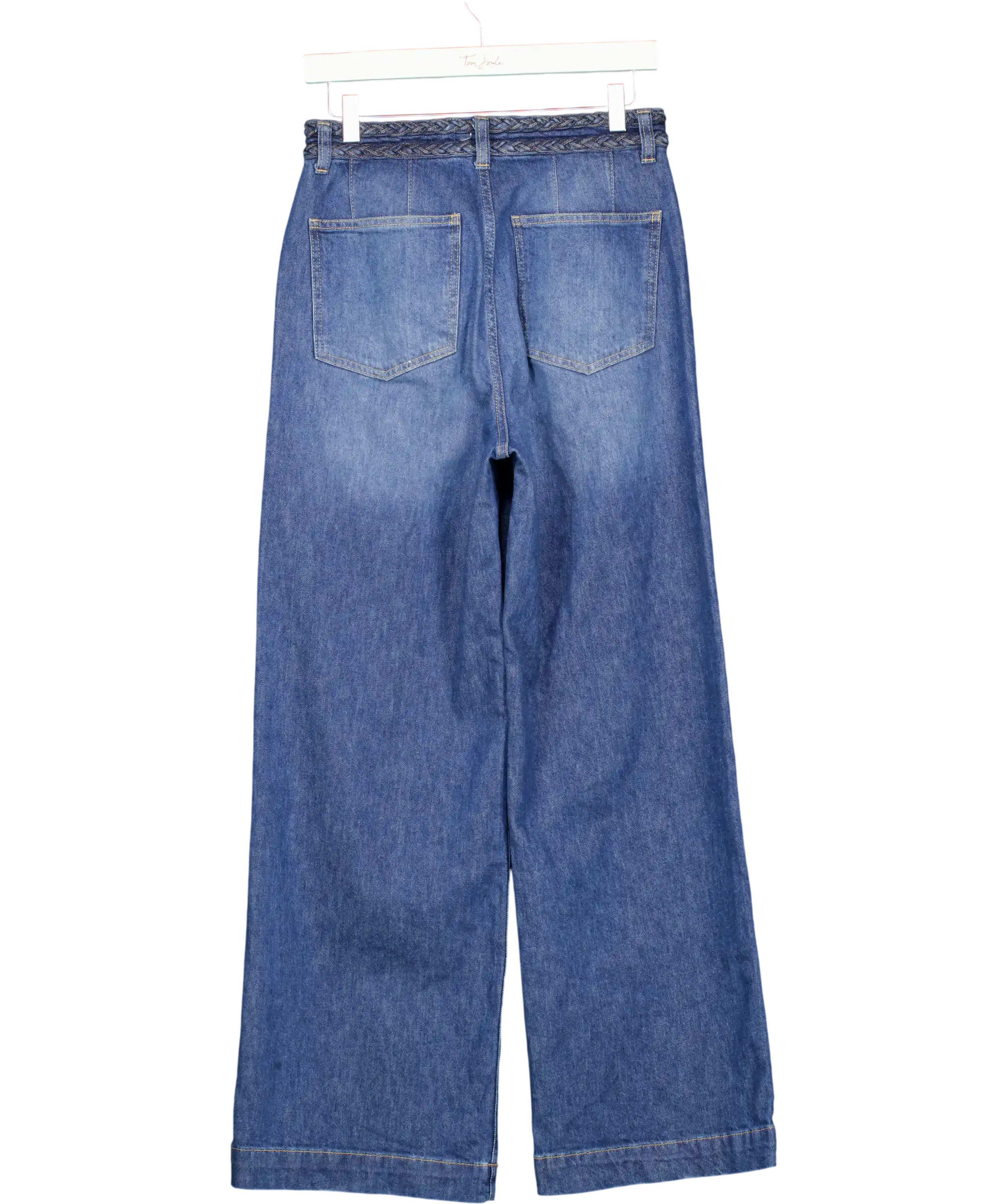 MINT VELVET Blue Denim Plait Detail Wide Jeans UK 8