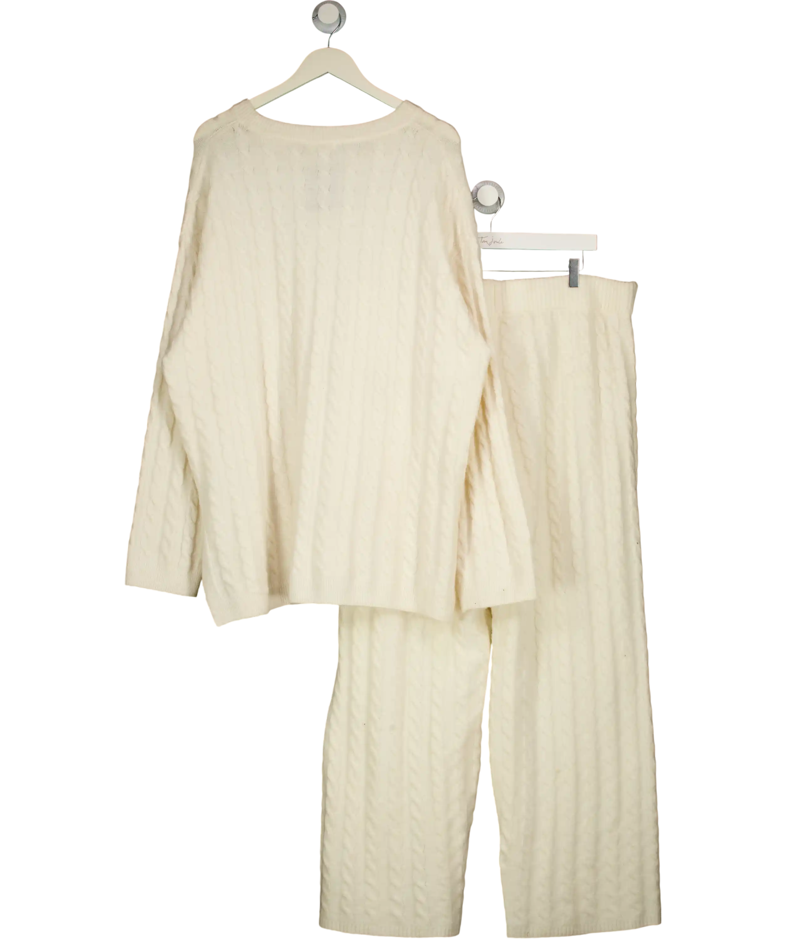 H&M MAMA Cream Cable-knit Oversized Jumper And Trouser Co-ord Set UK XXL