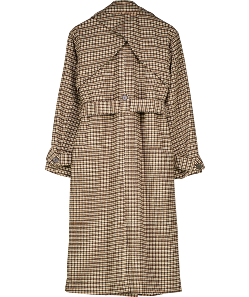 4th & Reckless Tabi Brown Checked Belted Wool-blend Trench Coat UK 10